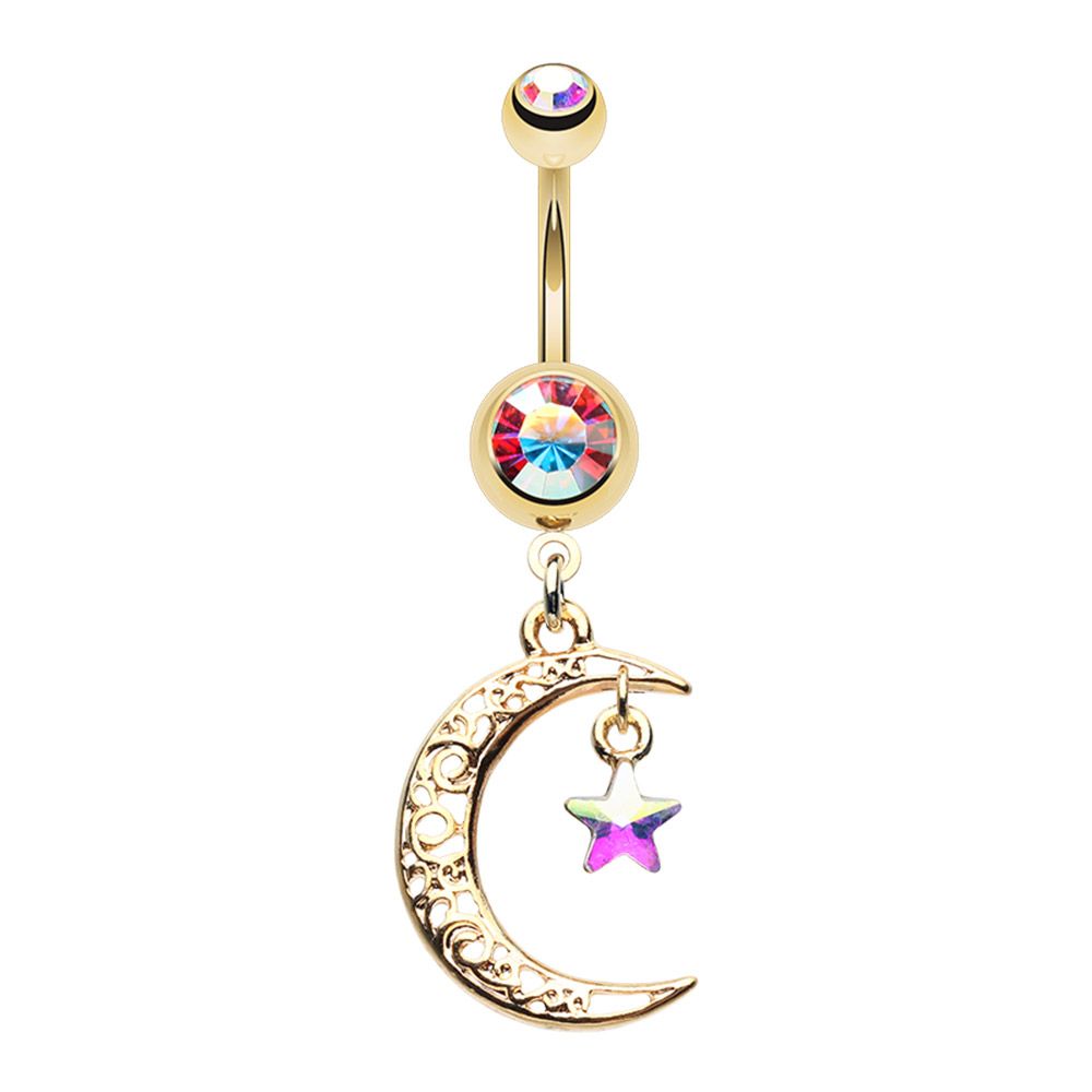 Belly Ring - Moon, Star Sparkle-hotRAGS.com