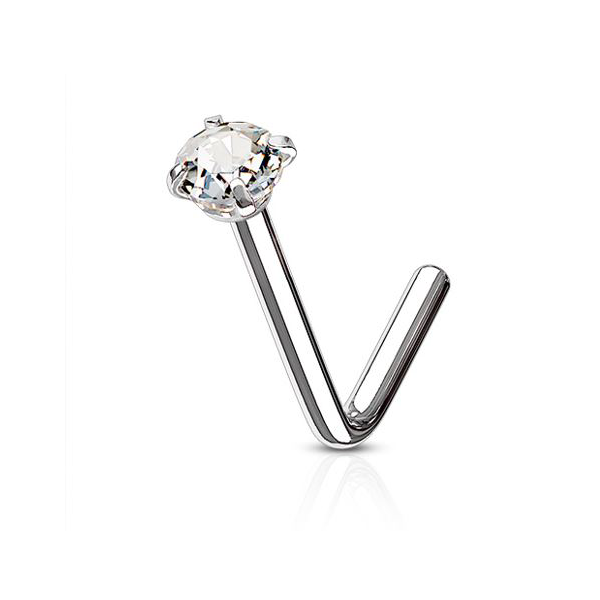 Nose L Bend - Clear Cubic Zirconia - 3mm-hotRAGS.com