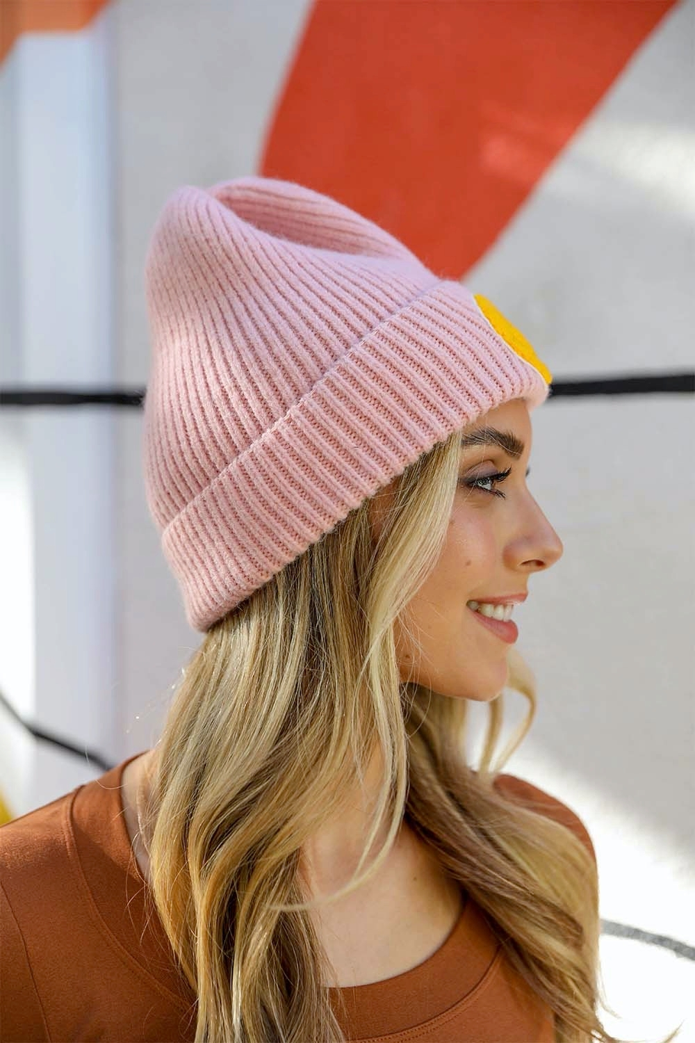 Beanie - Smiley - Pink-hotRAGS.com
