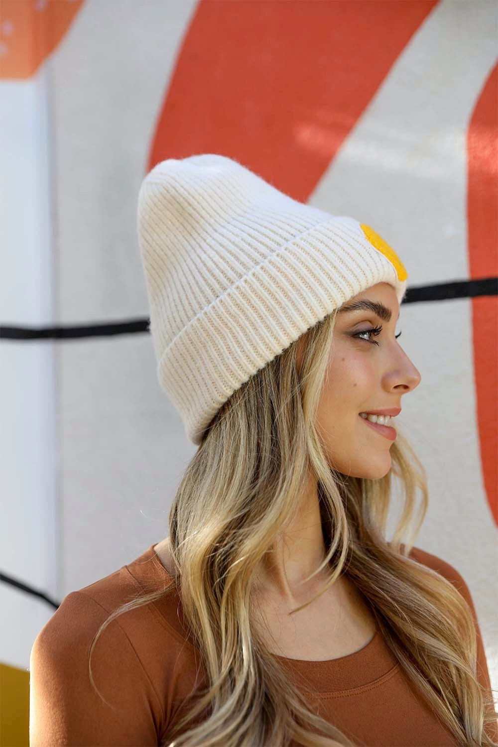 Beanie - Smiley - White/Ivory-hotRAGS.com