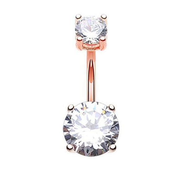Belly Ring - Rosegold Cubic Zirconia-hotRAGS.com