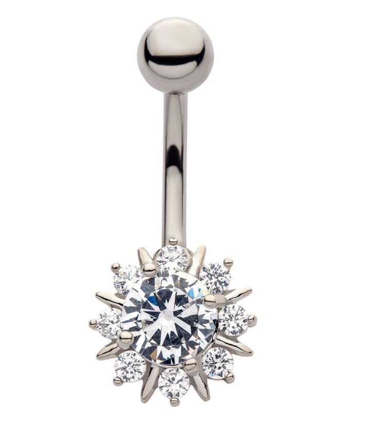 Belly Ring - Cubic Zirconia Burst-hotRAGS.com