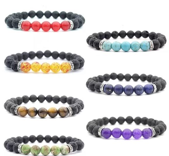 Lava Rock Beaded Charm Bracelet-hotRAGS.com