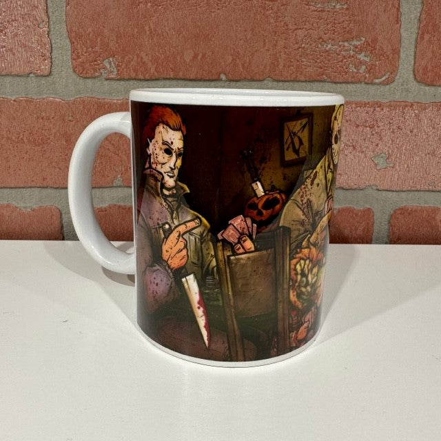 Big Chris Art - Slashers Playing Poker Ceramic Mug-hotRAGS.com