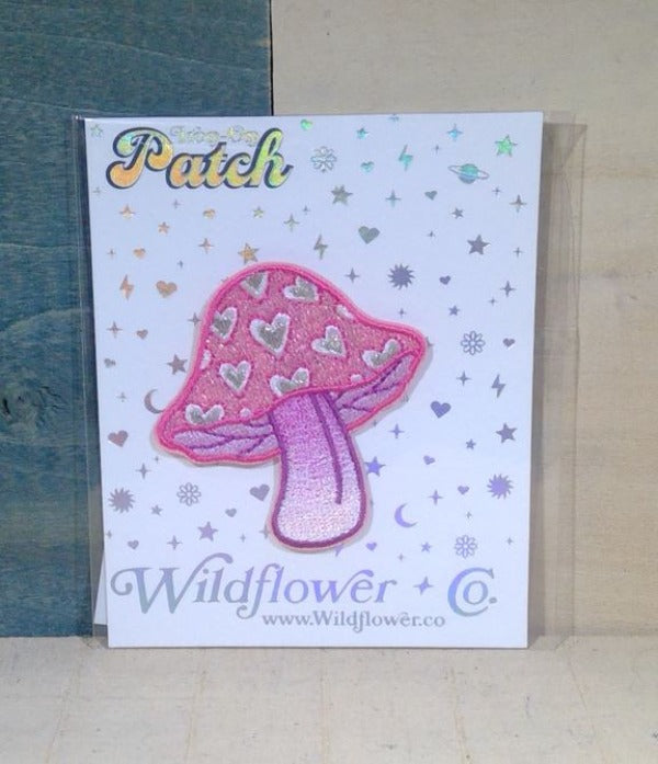 Patch - Pink Mushroom With Hearts-hotRAGS.com