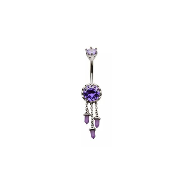 Belly Ring - Crystal Amethyst-hotRAGS.com