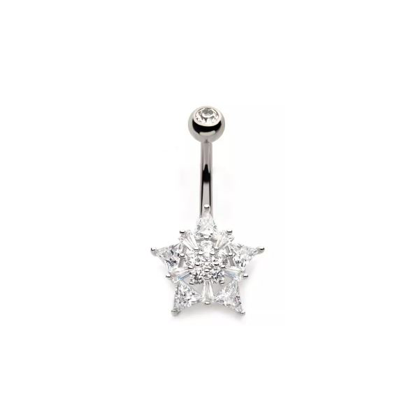 Belly Ring - Cubic Zirconia - Star Flower-hotRAGS.com