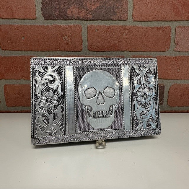 Box -Silver Skull Tin 8"x5"x2"-hotRAGS.com