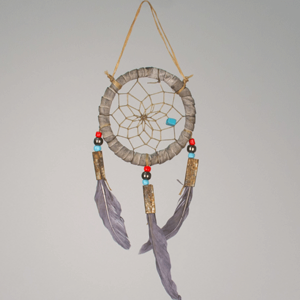 Dreamcatcher - 2in Grey Feather-hotRAGS.com