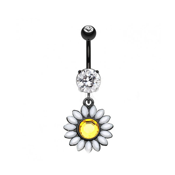 Belly Ring - Daisy Black Yellow-hotRAGS.com