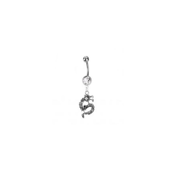 Belly Ring -Surgical Steel Belly Button Navel Ring With Dragon Dangle-hotRAGS.com