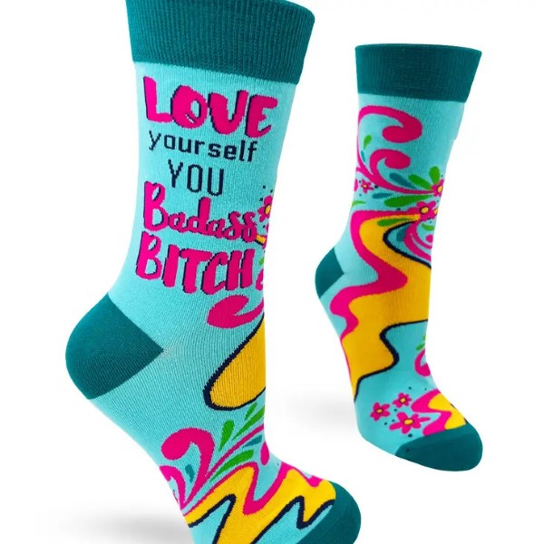 Socks - Love Yourself You Badass Bitch-hotRAGS.com