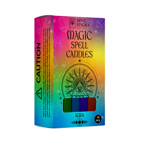 Soul Sticks 4" Magic Spell Chime Taper Premium Candles 20 pcs for Rituals, Ceremonies, Meditation, Altar and Spells (Aura)-hotRAGS.com