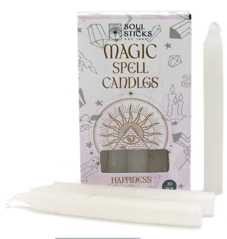 Soul Sticks - 4" Magic Spell Chime Taper Premium Candles - 20 Pcs For Rituals, Ceremonies, Meditation, Altar And Spells (happiness)-hotRAGS.com