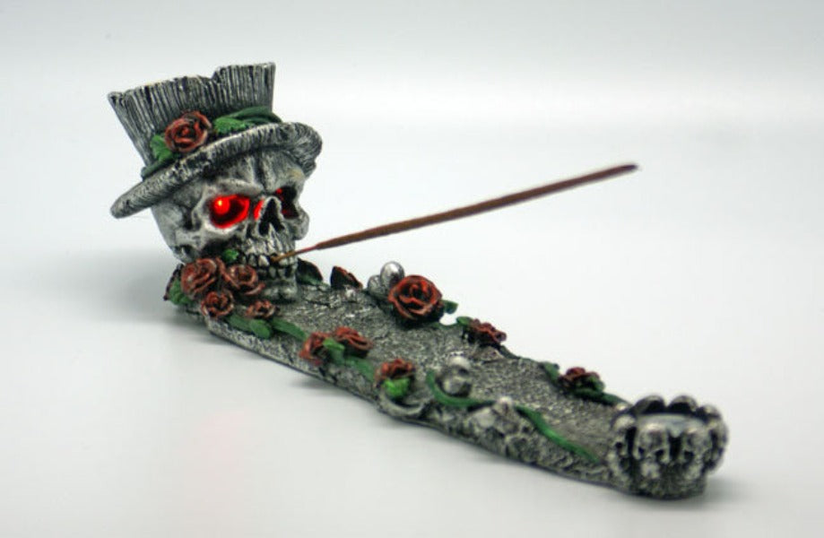 Incense Burner - Skull Roses-hotRAGS.com