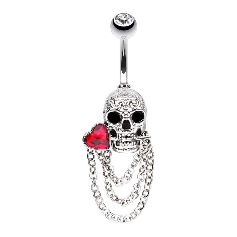 Belly Ring - Death Skull Heart-hotRAGS.com