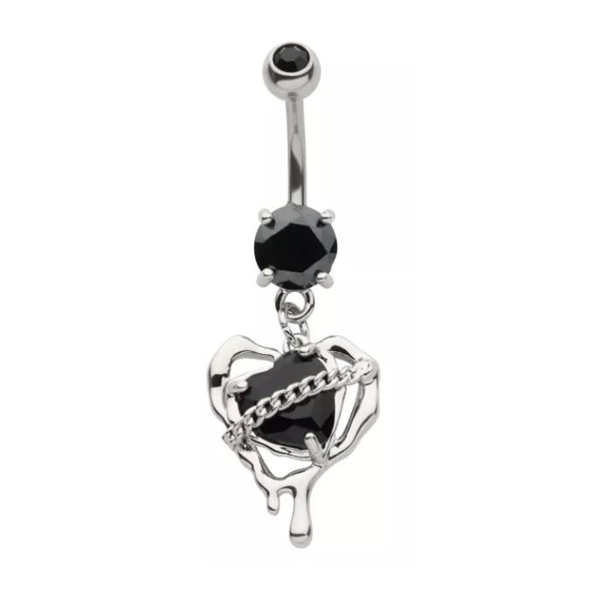 Belly Ring - Heart Black-hotRAGS.com