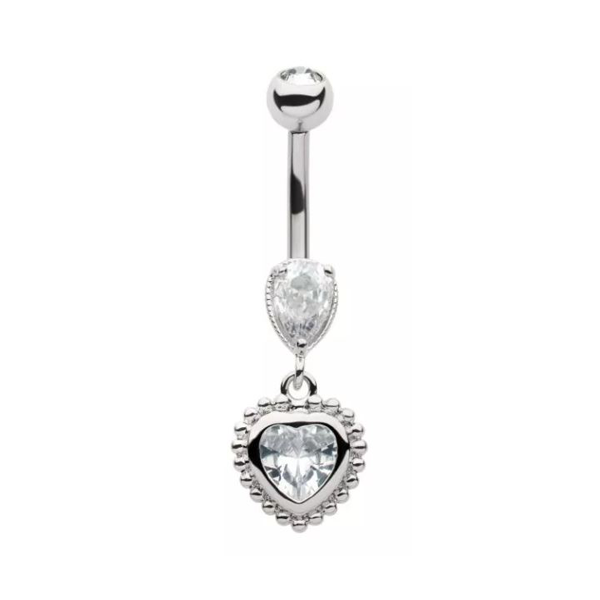 Belly Ring - Heart Beaded Edge-hotRAGS.com