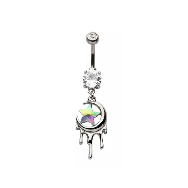 Belly Ring - Star Cubic Zirconia Moon-hotRAGS.com