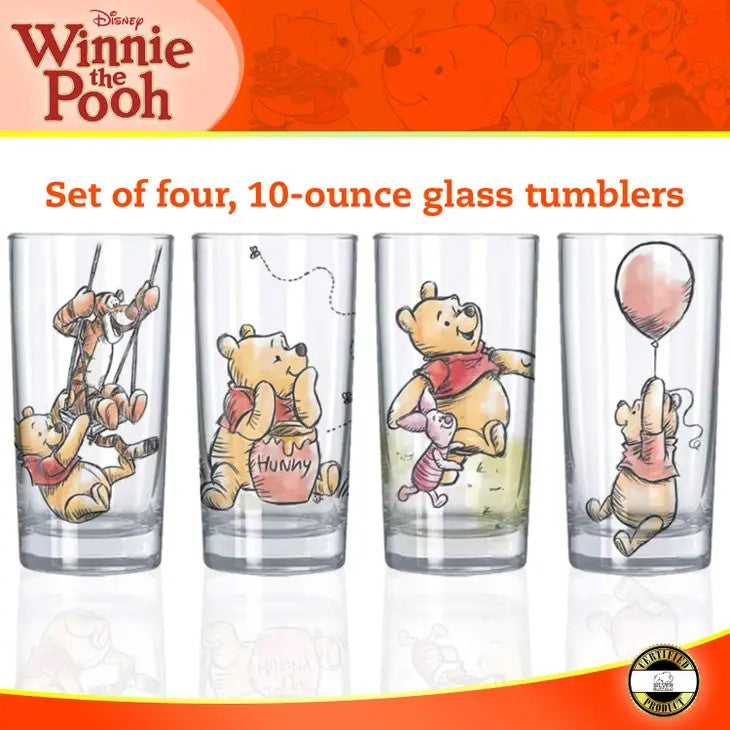Glass Set - Winnie Pooh - 4pc 10oz-hotRAGS.com