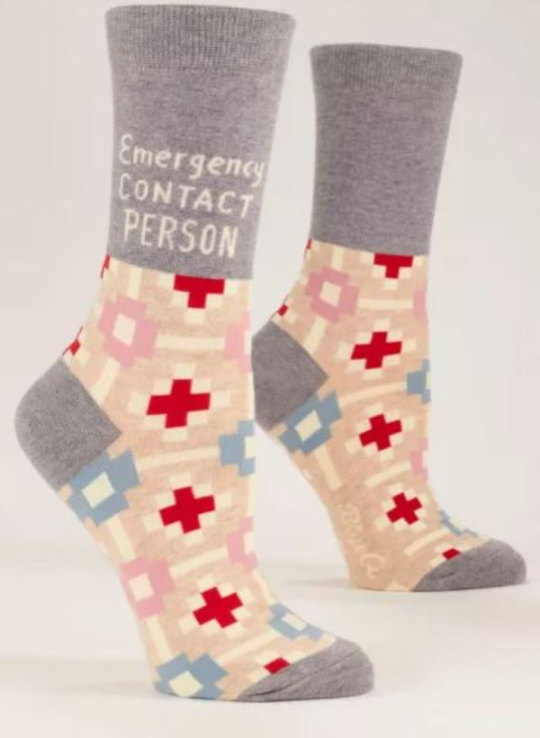 Socks - Emergency Contact - Grey-hotRAGS.com