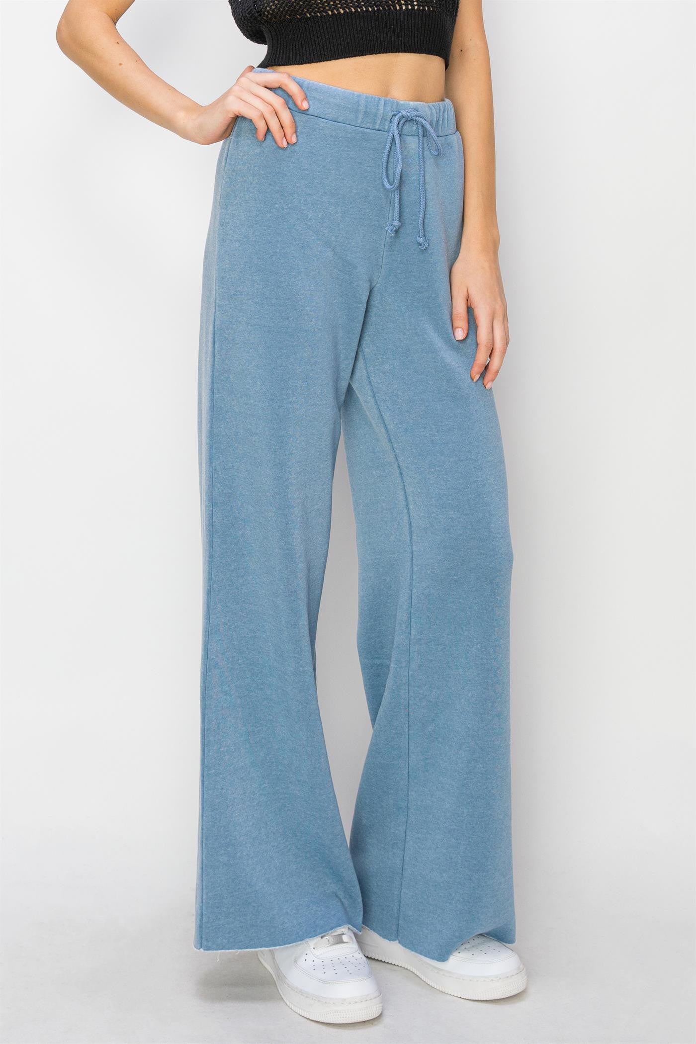 Pants - Flared Drawstring - Grey Blue-hotRAGS.com