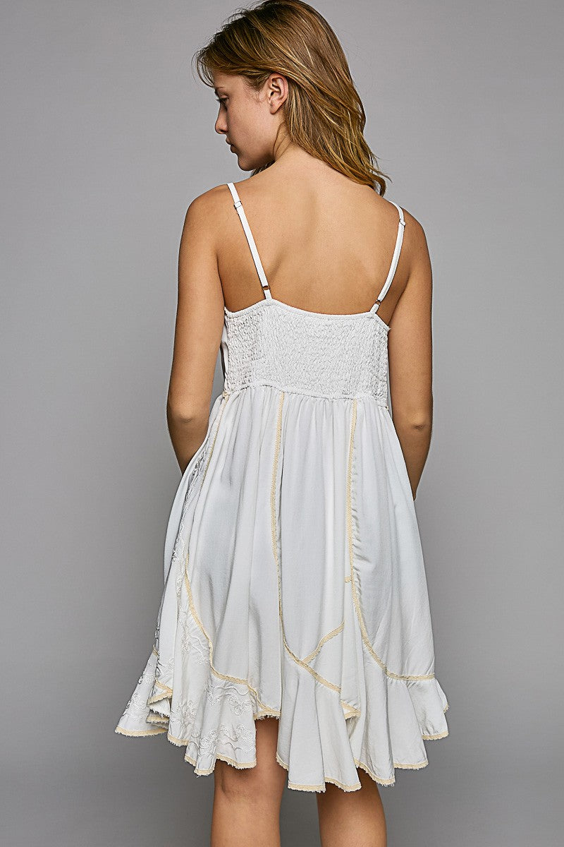 Dress - Embroidered - Ivory-hotRAGS.com