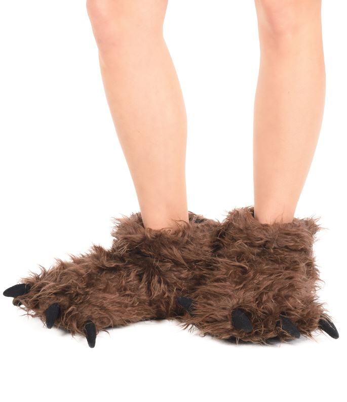 Slippers - Big Foot Paw - Brown-hotRAGS.com