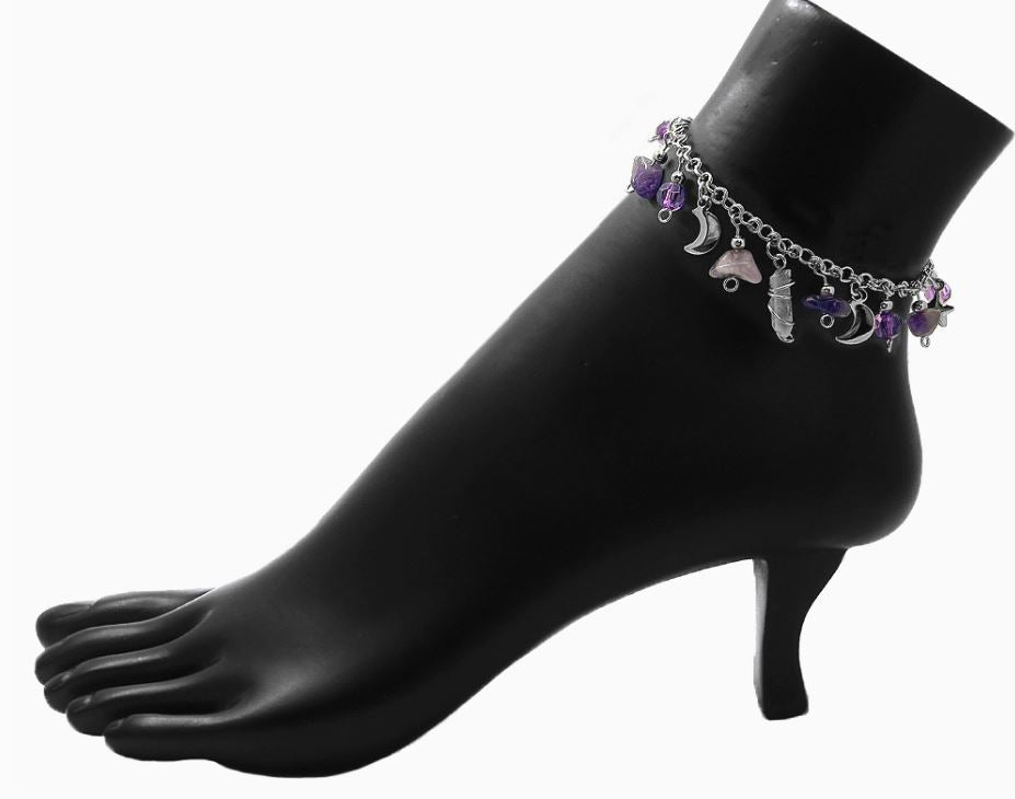 Anklet - Crystal Moon Chip Stone-hotRAGS.com