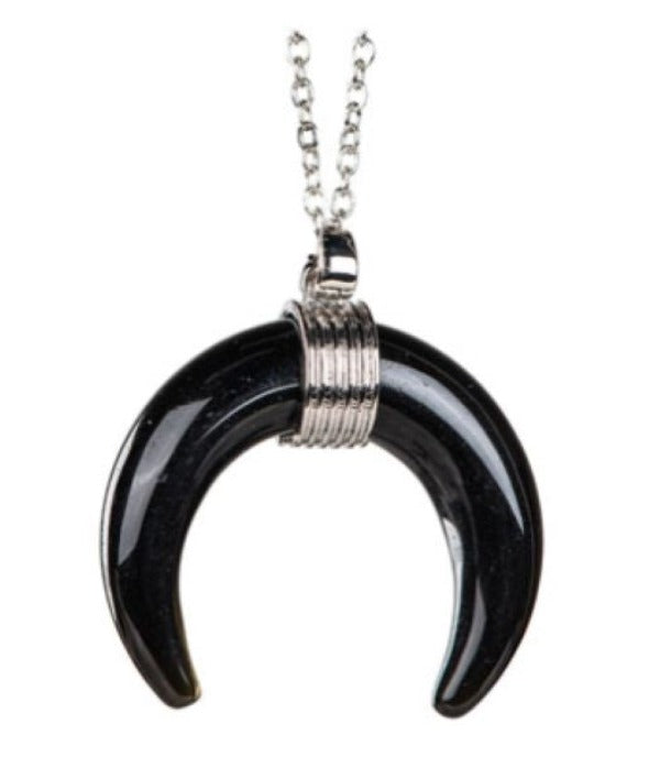 Necklace - Crescent Moon - Black Obsidian-hotRAGS.com