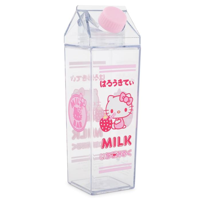 Water Bottle - Sanrio Hello Kitty Strawberry Plastic Milk Carton Bottle | Holds 16 Ounces