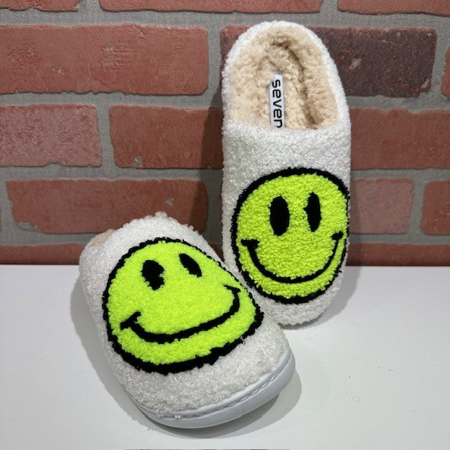 Slippers - Smiley Face - Neon Yellow-hotRAGS.com