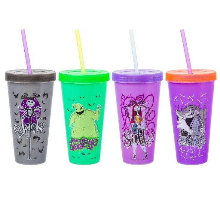 Cup Set - Silver Buffalo Disney Nightmare Before Christmas Character Grid 4 Pack Color Change Plastic Tumbler, 24 Ounces-hotRAGS.com