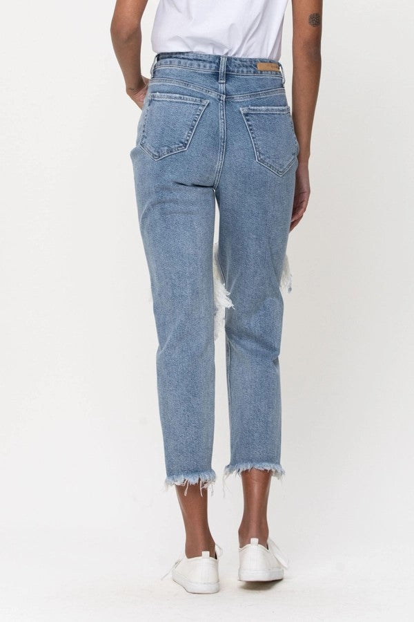 Pants - Denim Crop Distress High Rise-hotRAGS.com