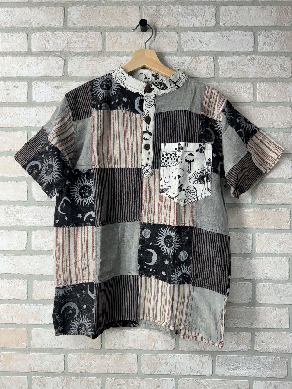 Shirt - Short Sleeve Sun Moon Patchwork-hotRAGS.com