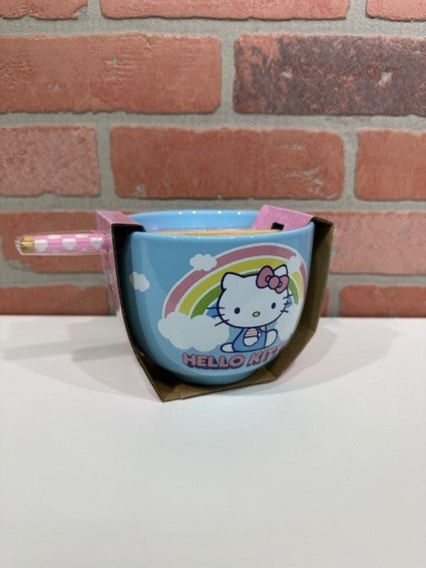 Ramen Bowl - Hello Kitty Rainbow Clouds Sitting - 20oz