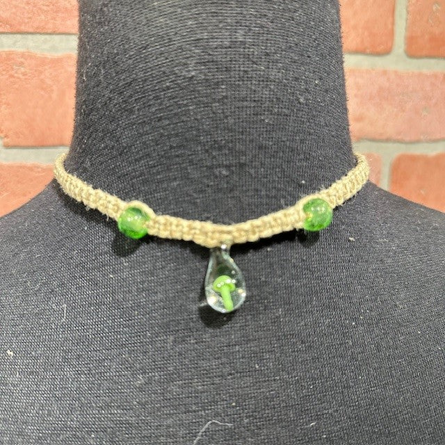 Necklace - Hemp Mushroom - Light Green - 3 Beads-hotRAGS.com