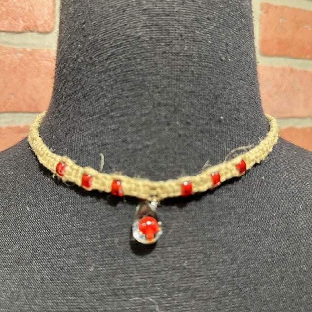 Necklace - Hemp Mushroom - Red-hotRAGS.com