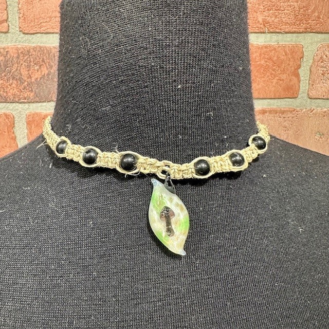 Necklace - Hemp Shroom Teardrop - Black-hotRAGS.com