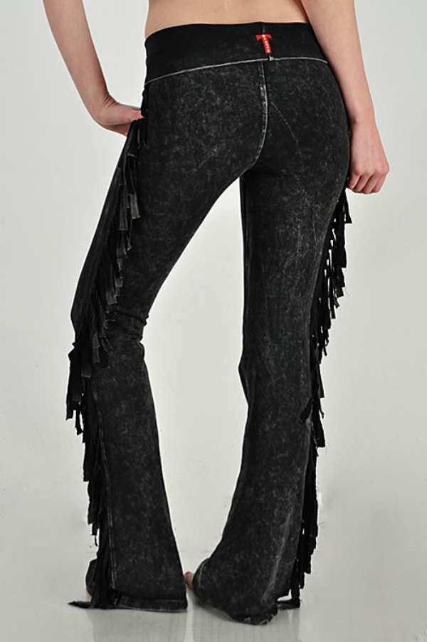 Pant- Bootcut Fringe Mineral Washed - Black-hotRAGS.com
