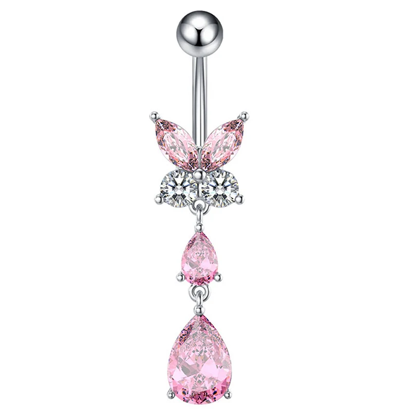 Belly Ring - Butterfly - Pink-hotRAGS.com