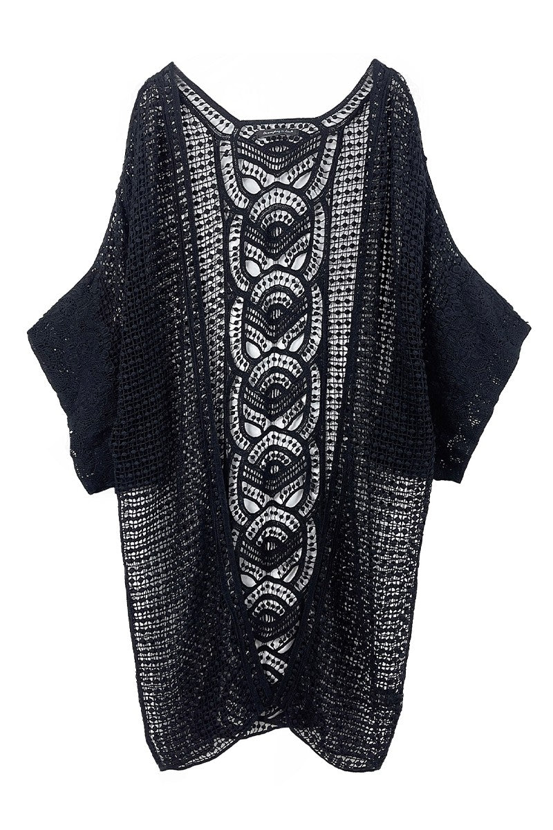 Kimono - Cardigan Crochet - Black-hotRAGS.com
