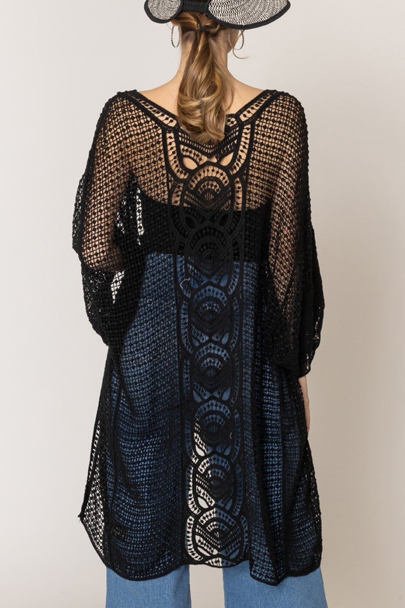 Kimono - Cardigan Crochet - Black
