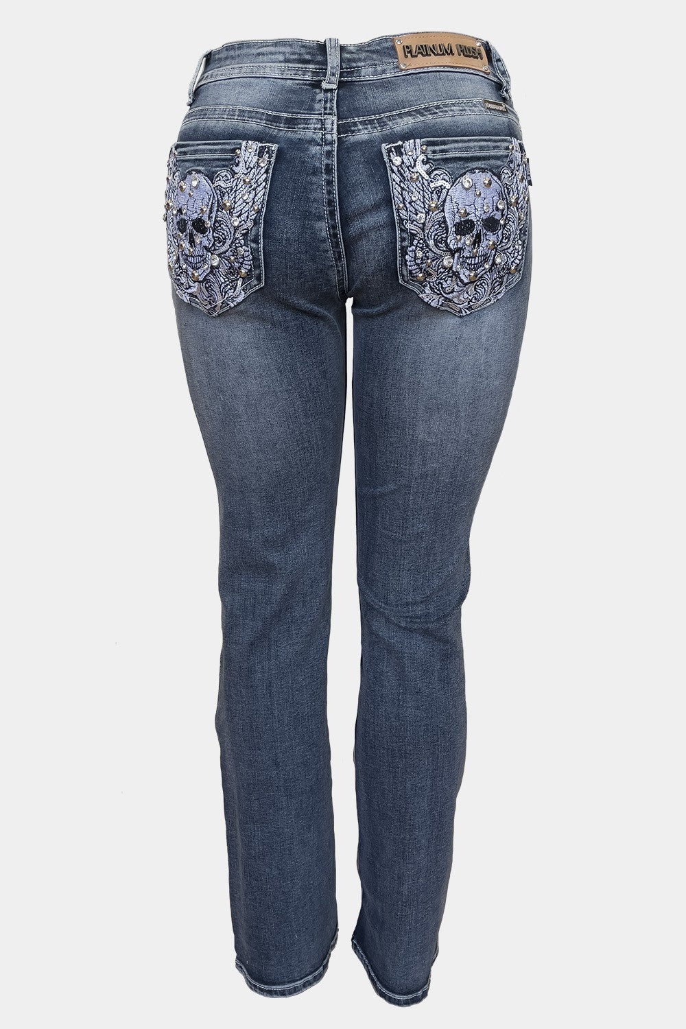 Denim Jeans - Skull Rhinestones-hotRAGS.com