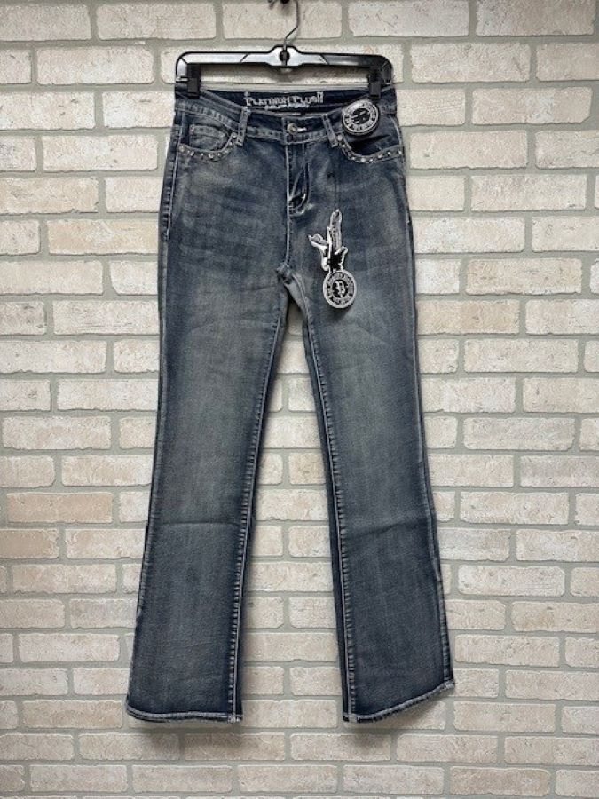 Denim Jeans - Skull Rhinestones-hotRAGS.com