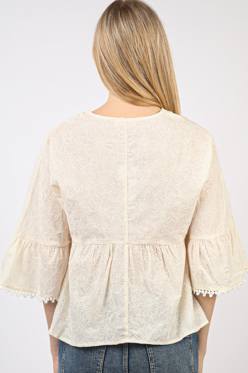 Jr Blouse - Embroidered - Natural-hotRAGS.com