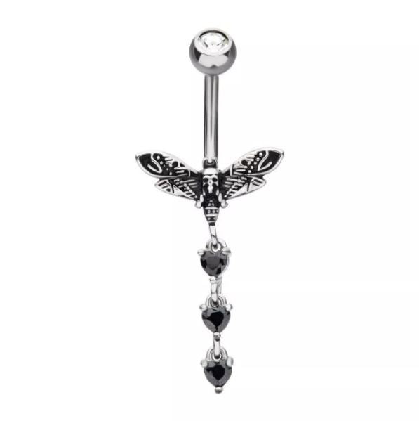 Belly Ring - Deathmoth Skull-hotRAGS.com