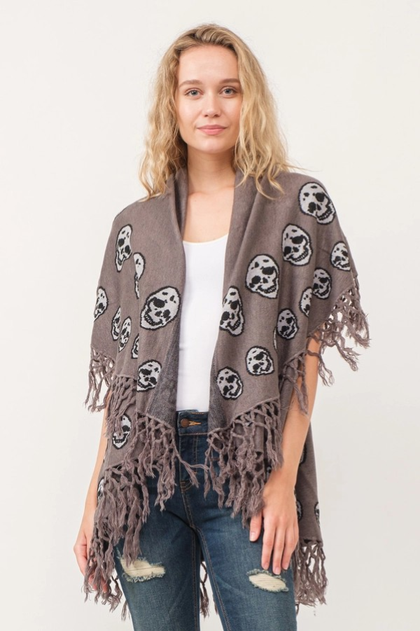 Cardigan - Sweater Skull - Grey-hotRAGS.com