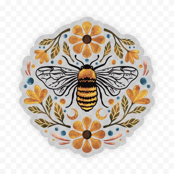 Sticker - Flowers Bee Clear-hotRAGS.com