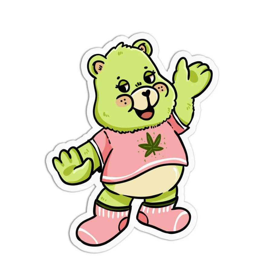 Sticker - Canna Bear Textured-hotRAGS.com